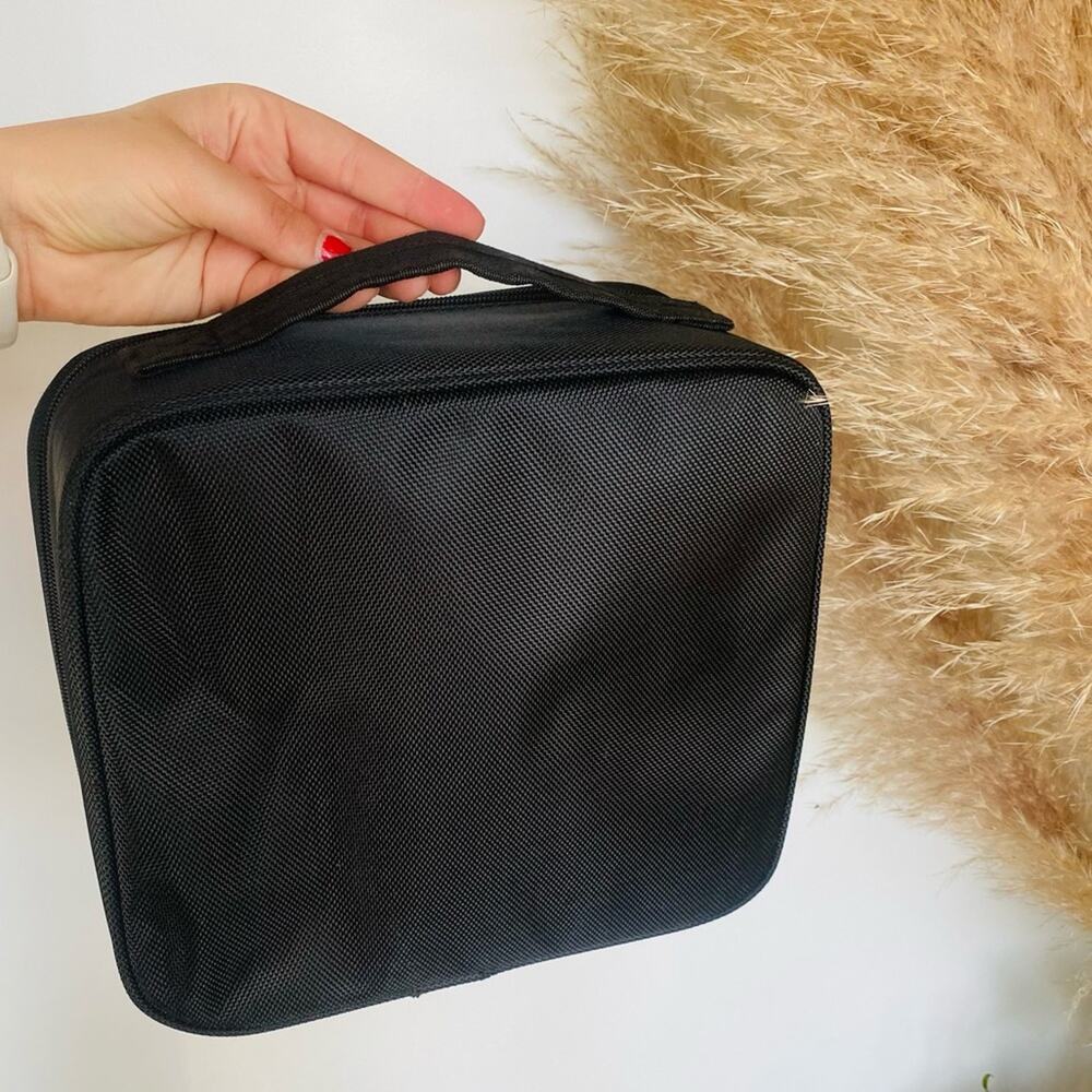 SEPHORA Black Square Zipper Removable Jewelry Makeup Carrying Case Travel Bag